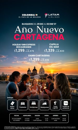AÑO NUEVO CARTAGENA - VIA LATAM - (05D-04N) - (Del 29 Diciembre 2026 al 02 Enero 2027) - Válido hasta agotar stock