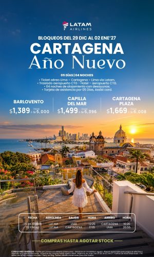 AÑO NUEVO CARTAGENA - VIA LATAM - (05D-04N) - (Del 29 Diciembre 2026 al 02 Enero 2027) - Válido hasta agotar stock