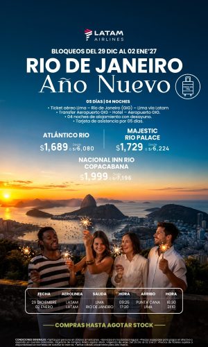 AÑO NUEVO RÍO DE JANEIRO - VÍA LATAM - (05D-04N) - (Del 29 Diciembre 2026 al 02 Enero 2027) - Válido hasta agotar stock