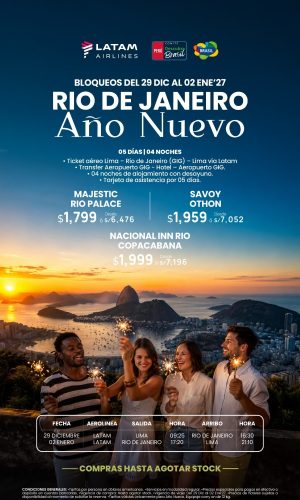 AÑO NUEVO RÍO DE JANEIRO - VÍA LATAM - (05D-04N) - (Del 29 Diciembre 2026 al 02 Enero 2027) - Válido hasta agotar stock