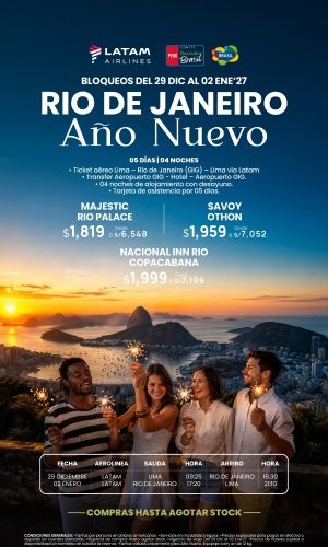 AÑO NUEVO RÍO DE JANEIRO - VÍA LATAM - (05D-04N) - (Del 29 Diciembre 2026 al 02 Enero 2027) - Válido hasta agotar stock