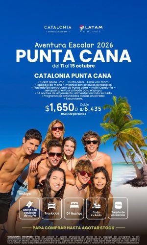 Bloqueo Escolares - Octubre - Catalonia Punta Cana - (05D-04N) - Viaje del 11 al 15 octubre 2026 - Válido hasta agotar stock