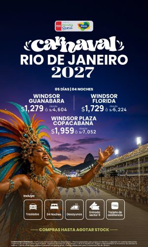 Carnaval en Río de Janeiro - (05D-04N) - (Del 05 al 09 febrero o 06 al 10 febrero) - Válido hasta agotar stock
