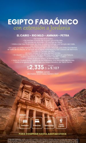 EGIPTO CON EXTENSION A JORDANIA (12D-11N) - Válido hasta agotar stock