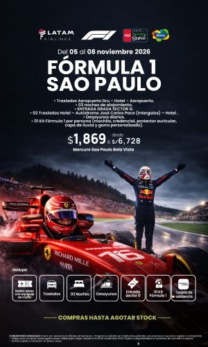 FORMULA 1 - Sao Paulo con aéreo - (04D-03N) - (Del 05 al 08 de Noviembre 2026 - Válido hasta agotar stock