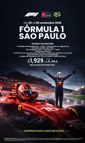 FORMULA 1 - Sao Paulo con aéreo - (04D-03N) - (Del 05 al 08 de Noviembre 2026 - Válido hasta agotar stock