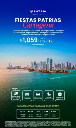 Fiestas Patrias - Cartagena - (04D-03N) - (Del 25 al 28 de Julio) - Válido hasta agotar stock