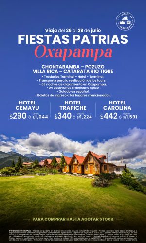 Fiestas Patrias en Oxapampa (solo servicios) - (04D-03N) - (Del 26 al 31 de Julio) - Válido hasta agotar stock