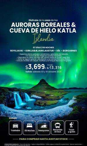 ISLANDIA - AURORAS BOREALES Y CUEVA DE HIELO KATLA - (07D-06N) - Válido hasta agotar stock