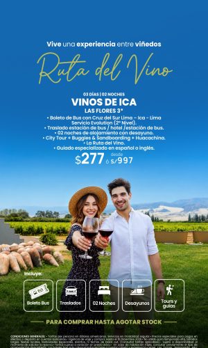 La Ruta del Vino en Ica - (03D-02N) - Válido del 05 de Enero al 15 Diciembre 2026