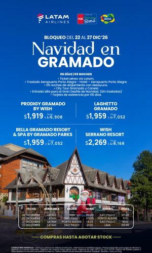 Navidad en Gramado - (vía LATAM) - (06D-05N) - (Del 22 al 27 de Diciembre 2026) - Válido hasta agotar stock