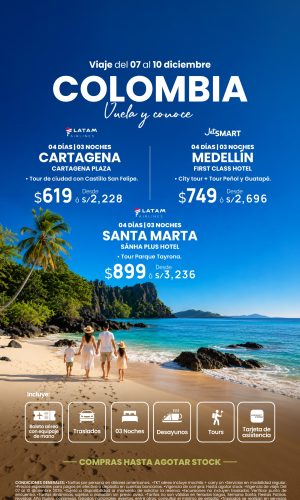 Promciones Colombia Feriado Largo - Del 07 al 10 de Diciembre 2026 - Válido hasta agotar stock