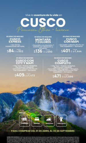 Promoción Otoño Invierno - CUSCO - Válido del 01 de Abril al 30 Setiembre 2026