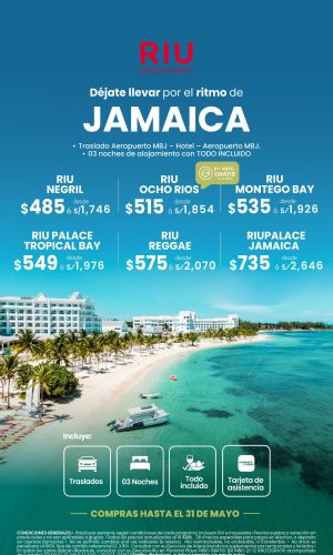 Promociones Jamaica con RIU - Válido hasta el 31 de Mayo 2026
