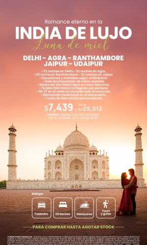 Romance en la India de Lujo - Luna de Miel - (10D-09N) - Válido hasta agotar stock o hasta el 31 de Marzo 2026