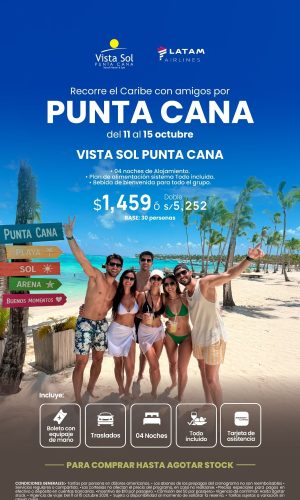 Viaje Con Amigos 2026 - Vista Sol Punta Cana - (05D-04N) - (Del 11 al 15 Octubre 2026) - Válido hasta agotar stock