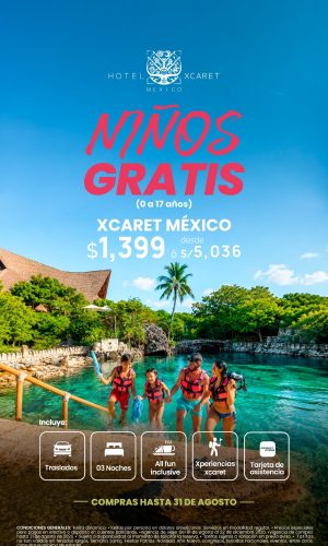 Xcaret Mexico - Niños Gratis - (04D-03N) - Válido hasta el 31 Agosto 2026
